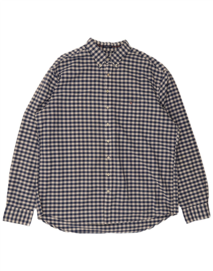 Cămașă Gant pentru bărbați, cu tăiere obișnuită, 3XL, bumbac vichy albastru