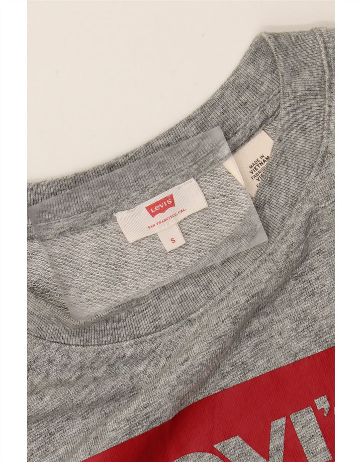 LEVI'S Womens Oversized Graphic Sweatshirt Jumper UK 10 Small Grey Flecked Vintage Levi's and Second-Hand Levi's from Messina Hembry 