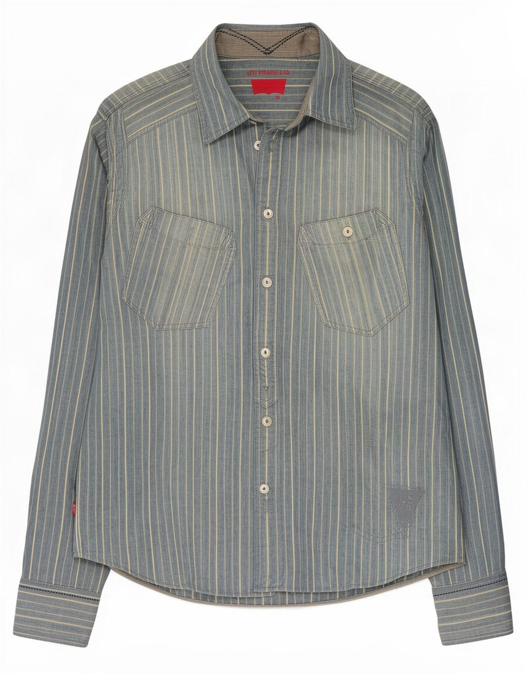 Cămașă Levi's pentru bărbați, bumbac cu dungi albastre medii