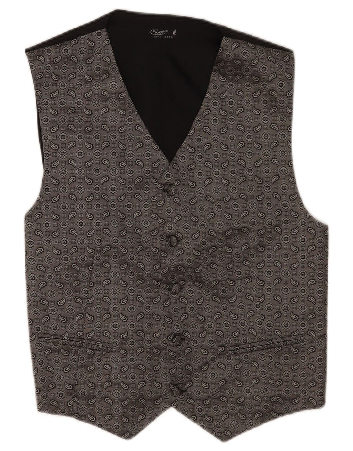 Vestă vintage pentru bărbați, mătase mică, gri Paisley