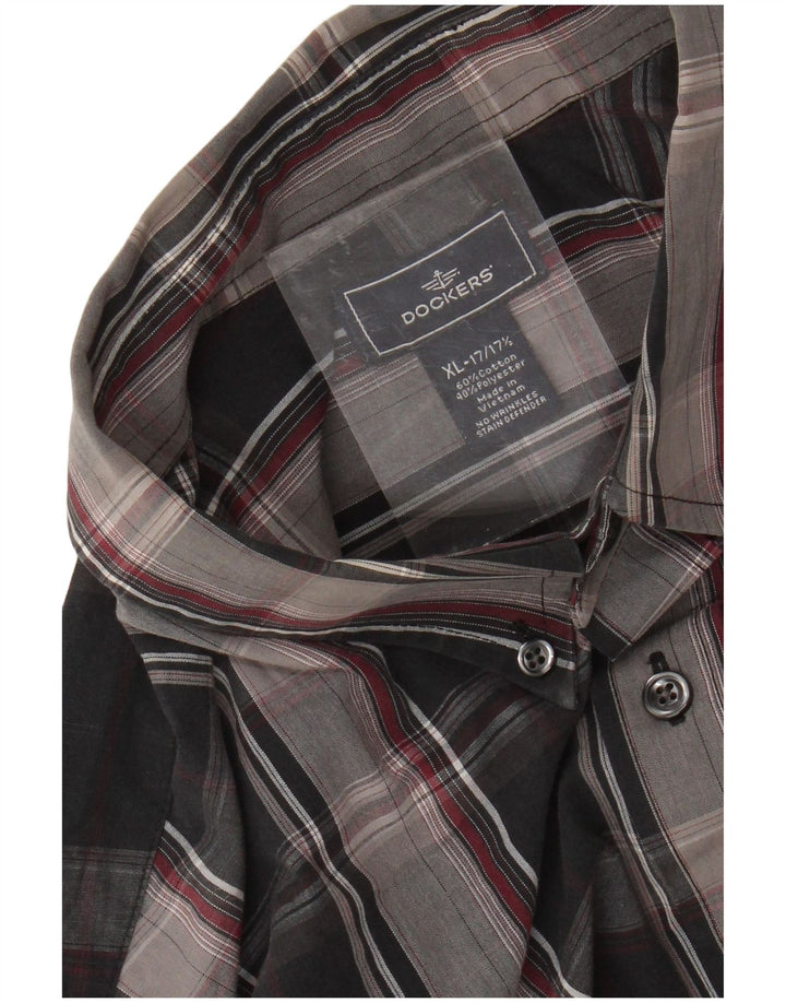 Cămașă pentru bărbați DOCKERS Mărimea 17 1/2 XL, bumbac cu check negru