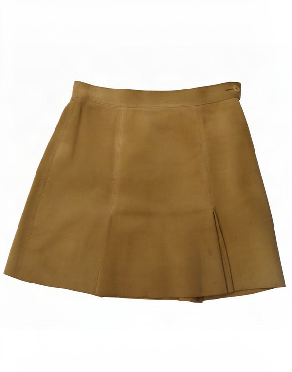 Fusta mini de piele de căprioară pentru femei de epocă IT 44 Medium W30 Bej