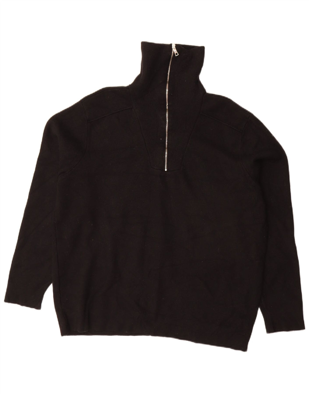 Pulover pentru bărbați Zara, cu fermoar și gât, XL, viscoză neagră