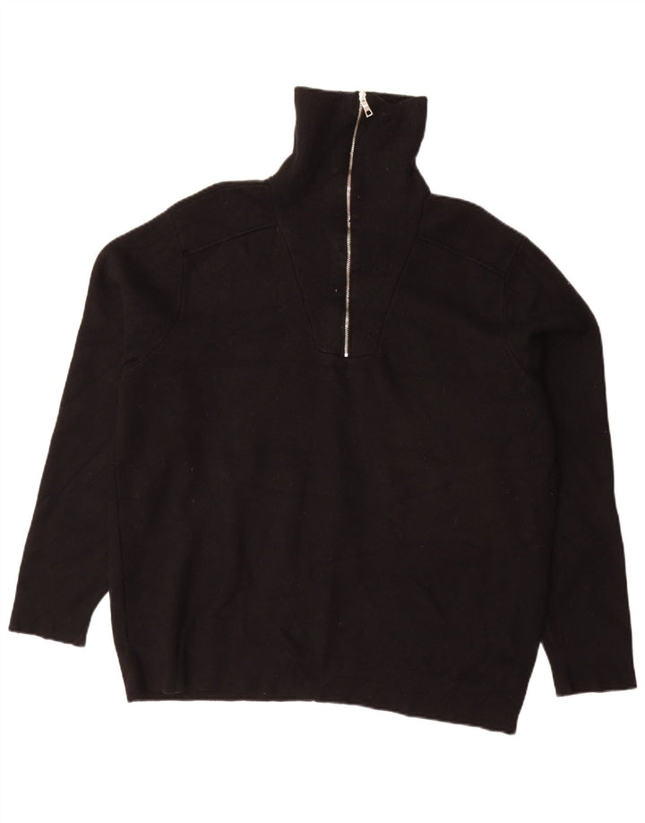 Pulover pentru bărbați Zara, cu fermoar și gât, XL, viscoză neagră