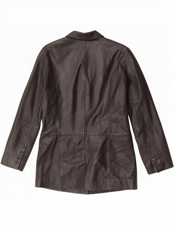 Jachetă vintage din piele cu 3 nasturi pentru femei UK 10 Small Black