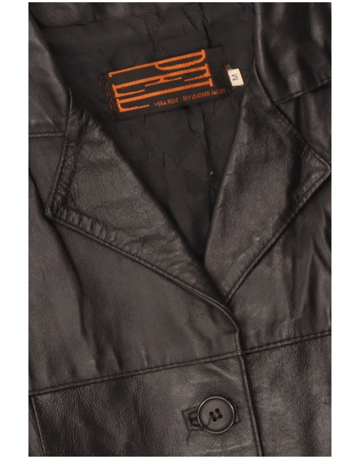 Jachetă de piele vintage pentru femei UK 14 Medium Black Leather