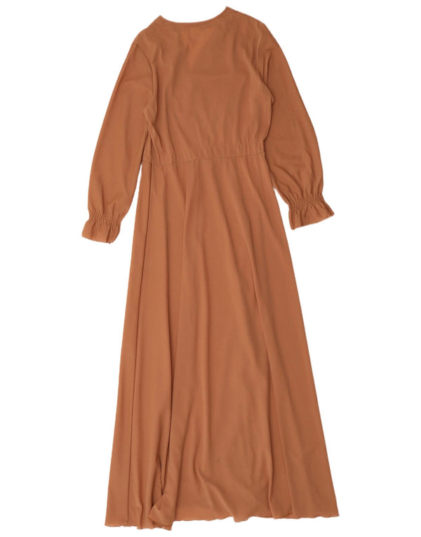 Rochie maxi vintage pentru femei UK 12 maro mediu