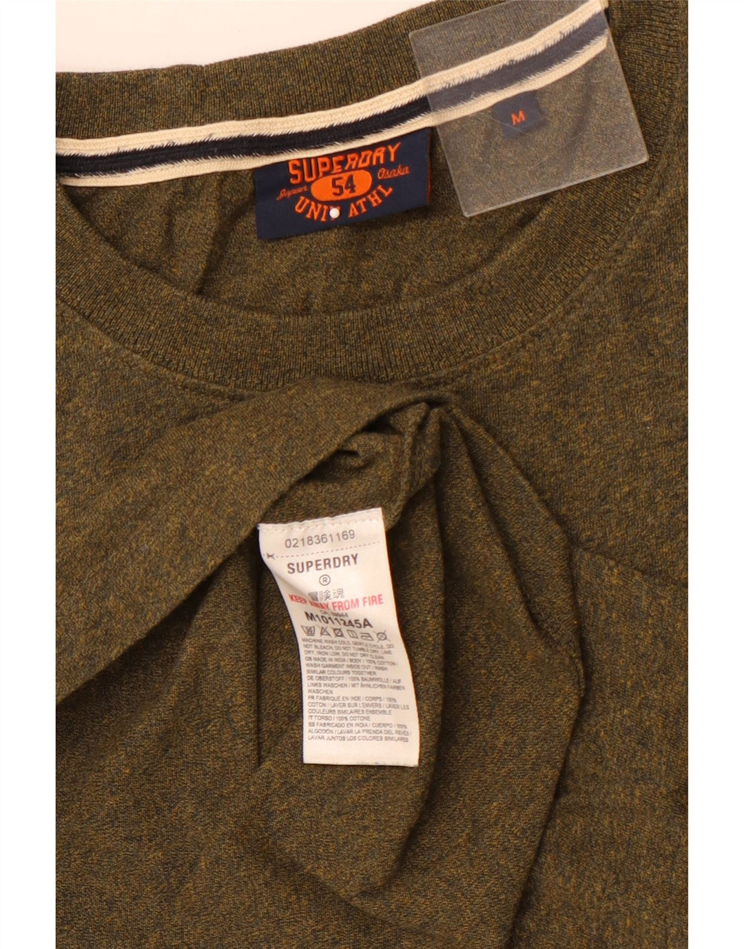 SUPERDRY Tricou Bărbați Top Mediu Kaki Bumbac