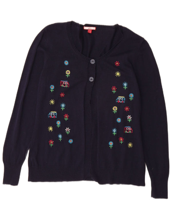 Pulover cardigan grafic pentru femei Joe Browns UK 12 Medium Bleumarin Floral