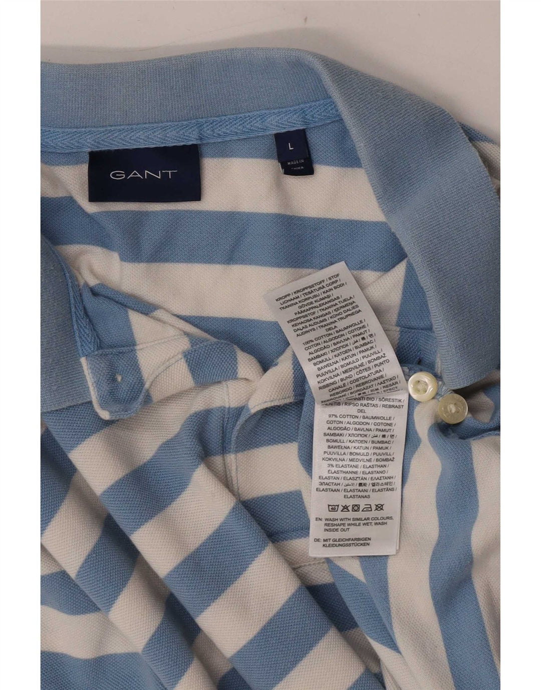 Tricou polo pentru bărbați Gant, bumbac cu dungi albastre mari