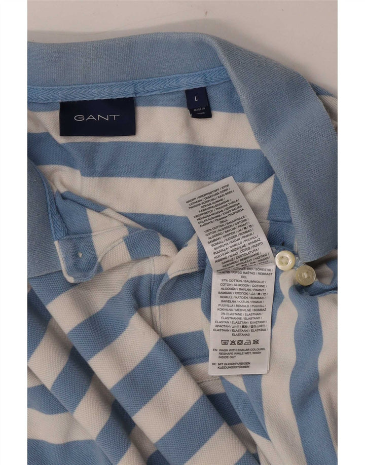 Tricou polo pentru bărbați Gant, bumbac cu dungi albastre mari