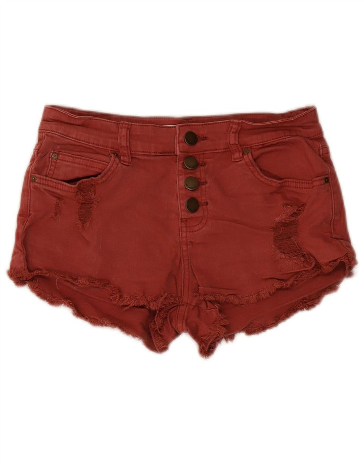Pantaloni scurți din denim învechit pentru femei Billabong W26, bumbac roșu mic