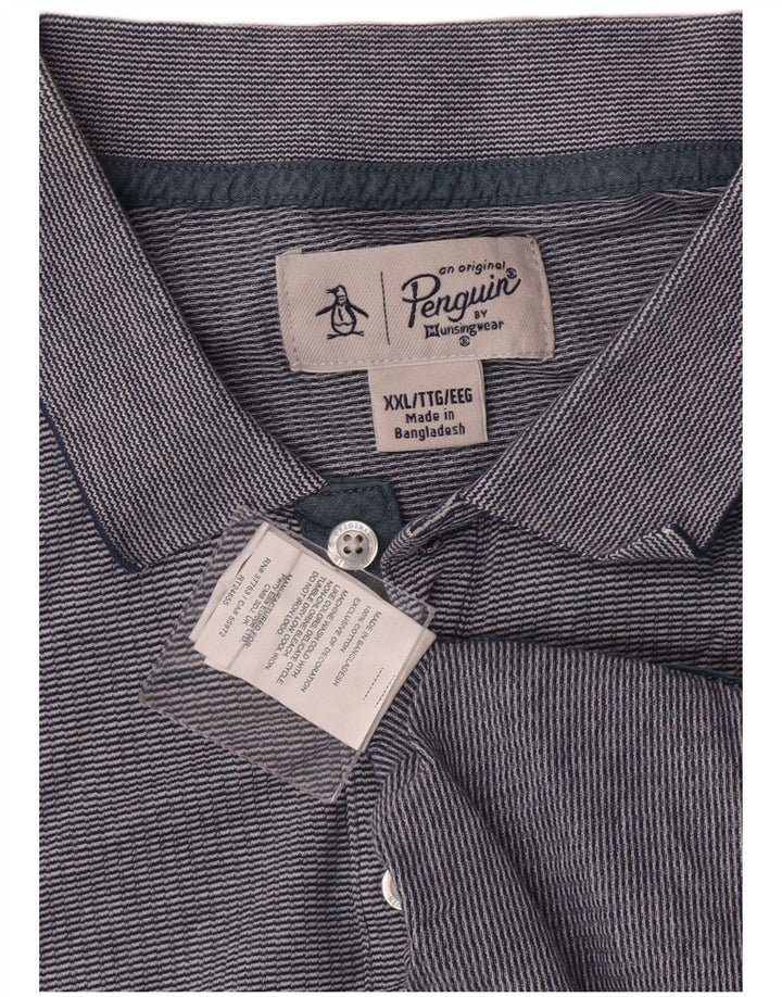 PENGUIN Tricou polo pentru bărbați 2XL, bumbac cu dungi albastre Clasic