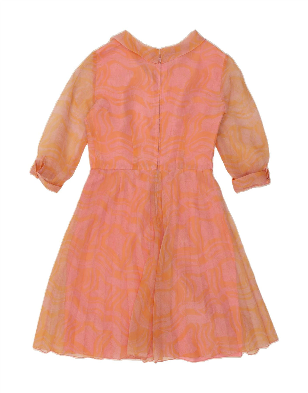 VINTAGE Womens 3/4 Sleeve Abstract Pattern A-Line Dress EU 36 Small Orange Vintage Vintage and Second-Hand Vintage from Messina Hembry 
