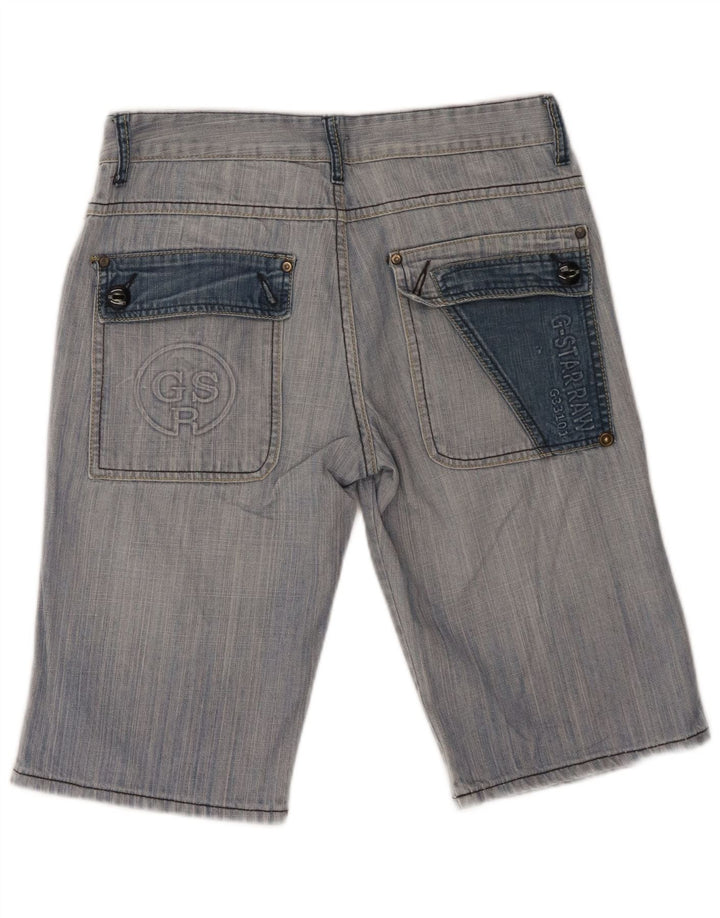 G-Star Pantaloni scurți din denim grafic pentru bărbați W32, bumbac albastru mediu