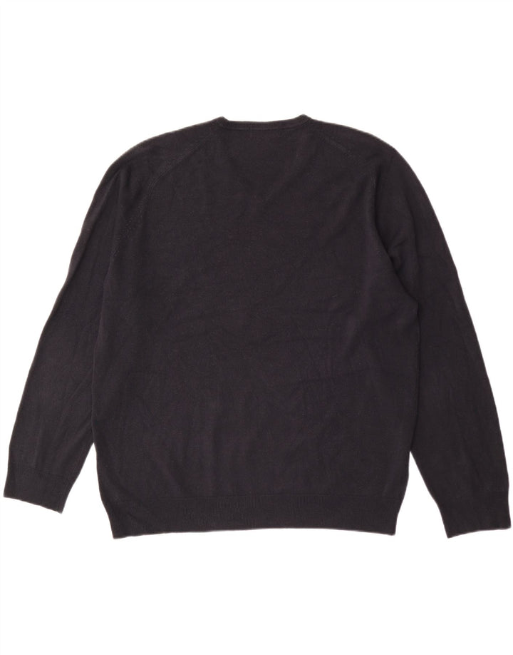 Pulover pentru bărbați Marks & Spencer, cu decolteu în V, XL, acrilic, albastru bleumarin