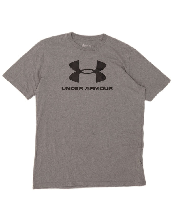 Tricou grafic pentru bărbați UNDER ARMOUR Heat Gear Top din bumbac pete mediu gri