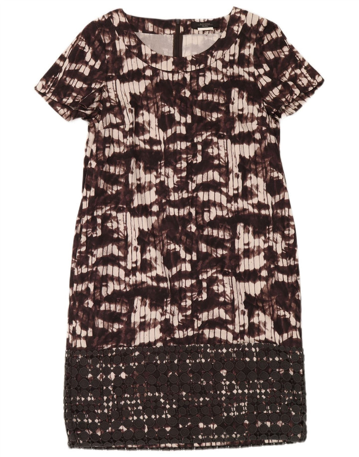 Max Mara Rochie Schimbată cu model abstract pentru femei UK 12 Burgundy mediu