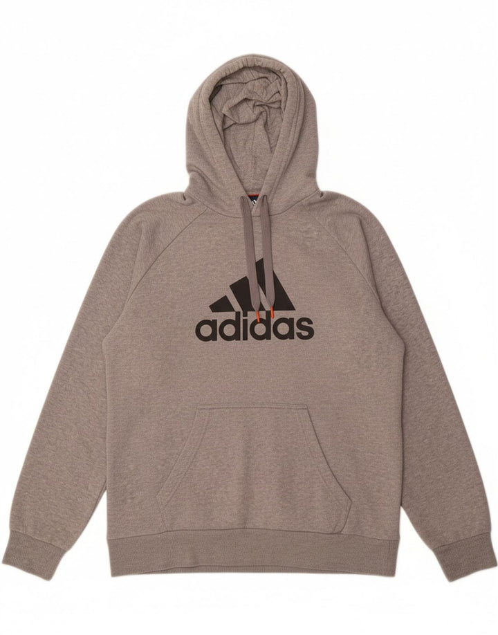 ADIDAS Mens Graphic Hoodie Jumper Medium Grey Cotton Vintage Adidas and Second-Hand Adidas from Messina Hembry 