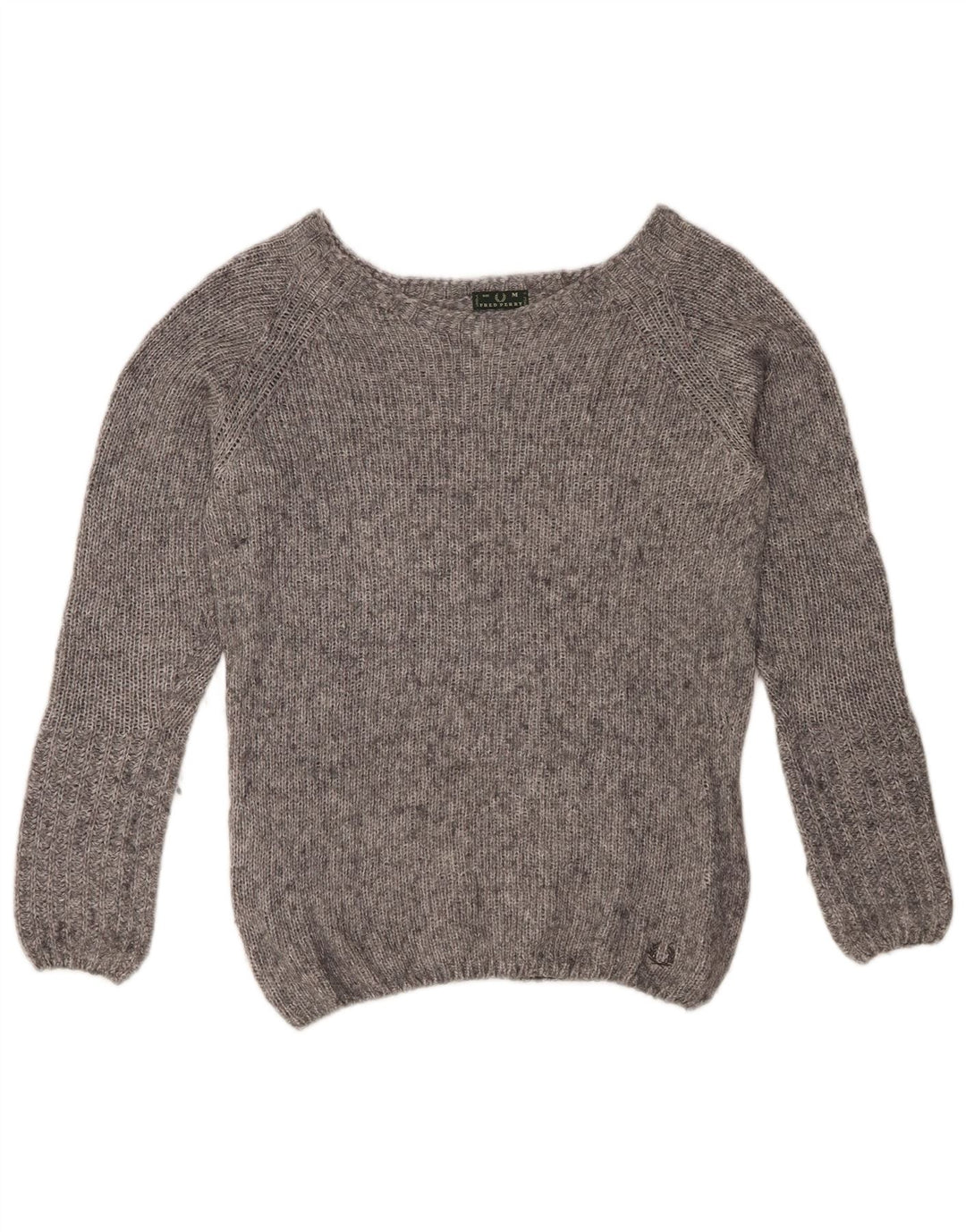 FRED PERRY Pulover cu gât de barcă pentru femei UK 14 Medium Gri Pete