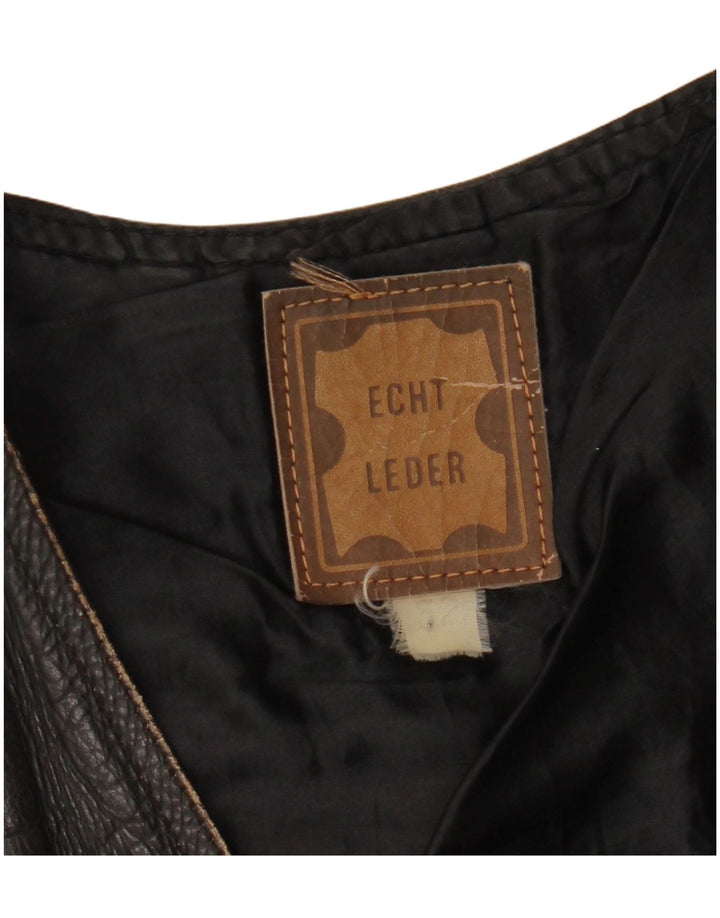Gilet vintage pentru bărbați din piele crop IT 52 XL din piele neagră