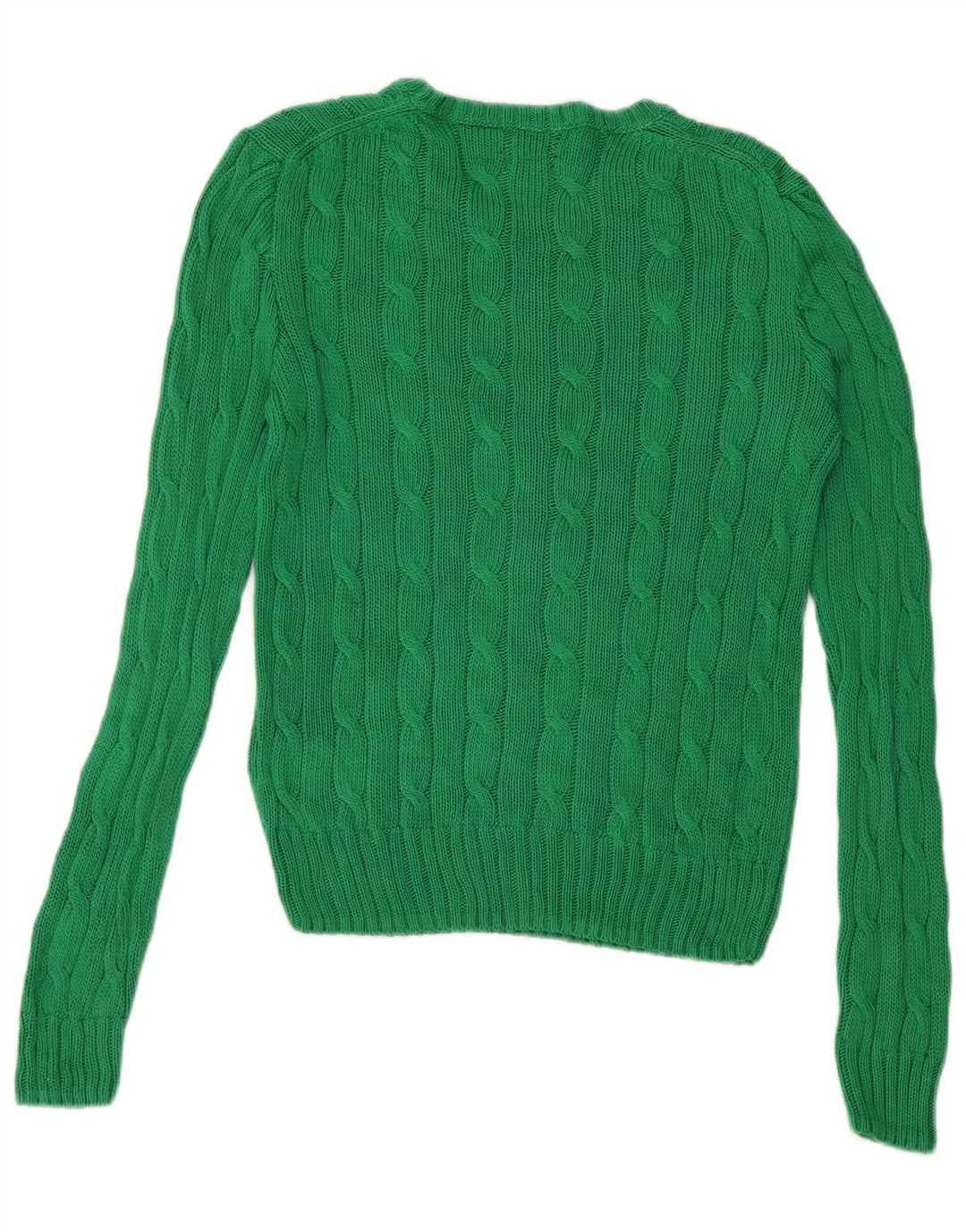 POLO RALPH LAUREN Pulover pentru femei cu decolteu rotund din bumbac verde mic UK 10