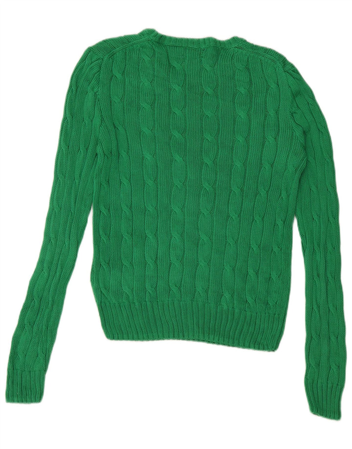 POLO RALPH LAUREN Pulover pentru femei cu decolteu rotund din bumbac verde mic UK 10