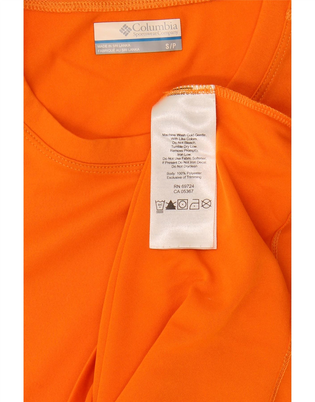COLUMBIA Mens Omni-Wick T-Shirt Top Small Orange Polyester
