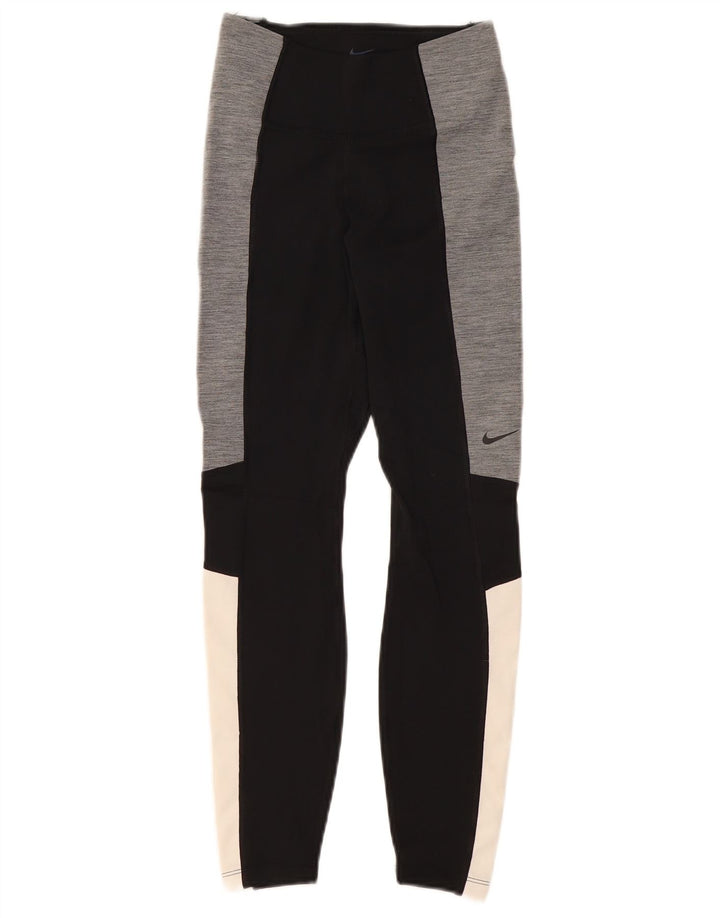 Leggings Dri Fit NIKE pentru femei UK 4 XS poliester negru color bloc