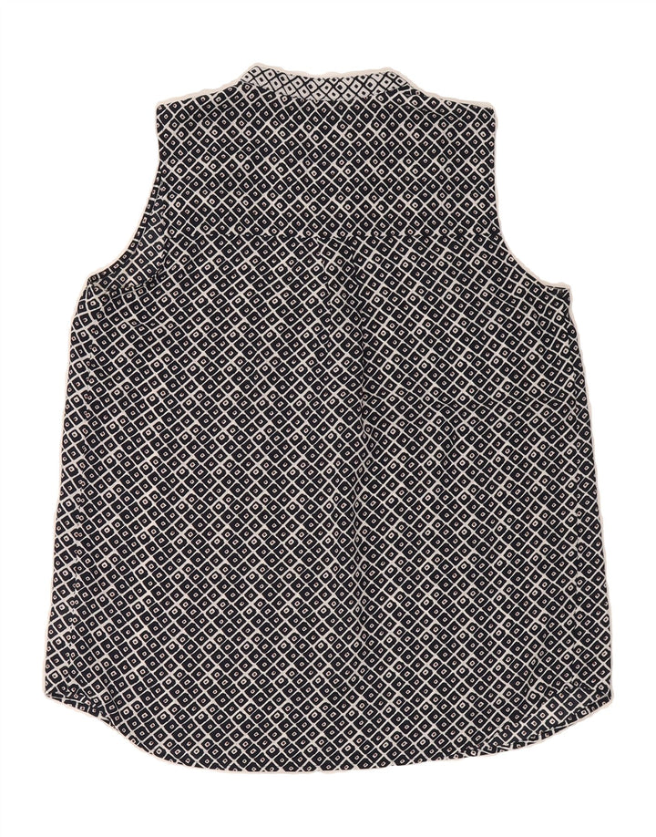 MARKS & SPENCER Womens Blouse Top UK 10 Small  Navy Blue Geometric Vintage Marks & Spencer and Second-Hand Marks & Spencer from Messina Hembry 