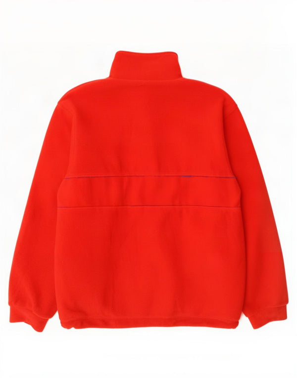 Chervo Mens Graphic Zip Neck Fleece Jumper UK 34 XS Red Polyester