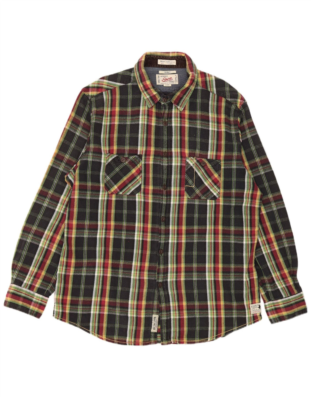 Cămașă Marlboro Classics pentru bărbați, în carouri, personalizată, de flanel, 3XL, negru