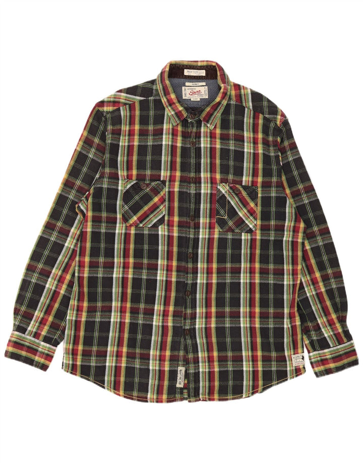 Cămașă Marlboro Classics pentru bărbați, în carouri, personalizată, de flanel, 3XL, negru