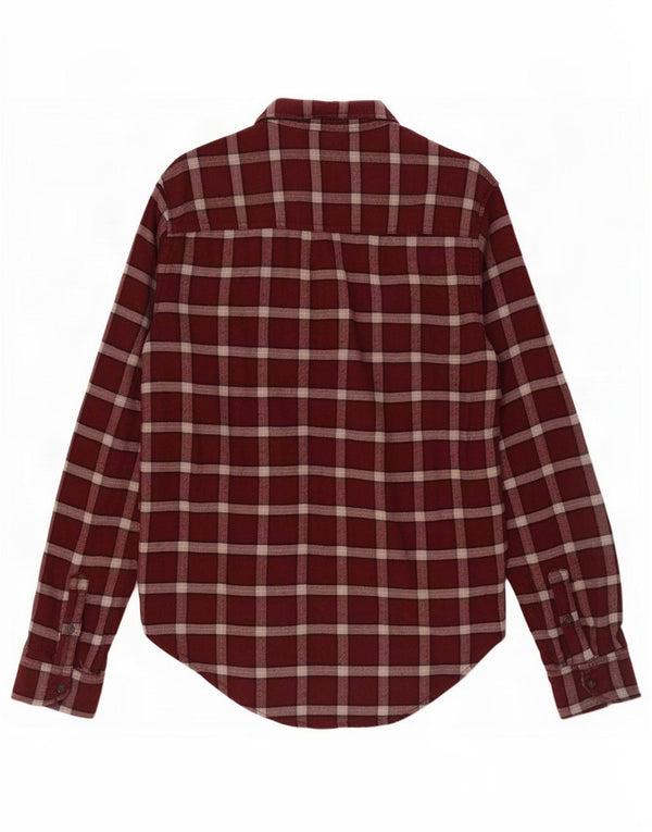 Cămașă de flanel supradimensionată pentru femei Abercrombie & Fitch UK 6 XS Burgundy Check