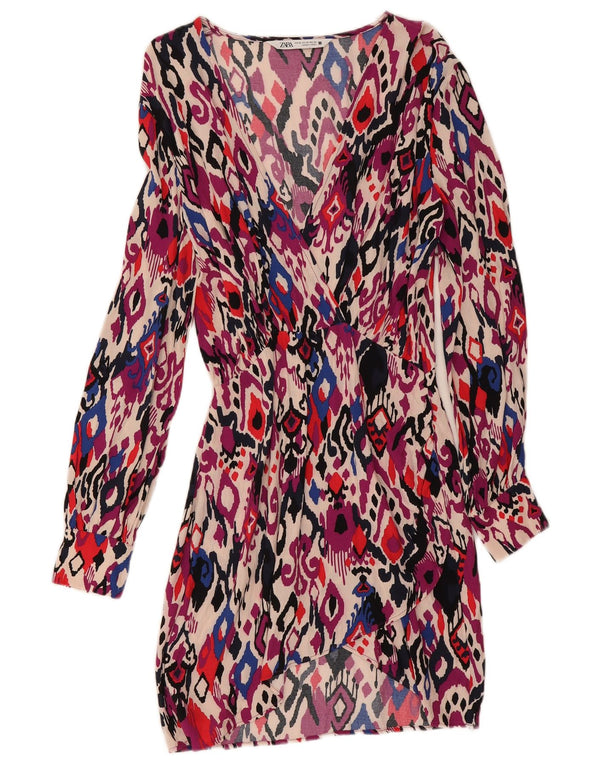 Rochie teacă cu mânecă lungă pentru femei Zara UK 6 XS Multicolore Ikat
