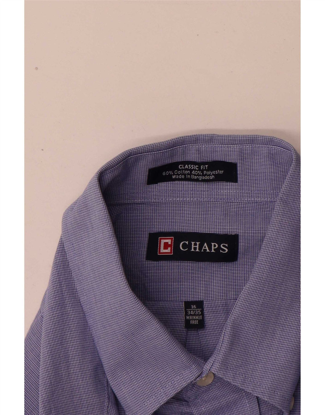 Cămașă clasică pentru bărbați Chaps Mărimea 16 Bumbac mare albastru Houndstooth