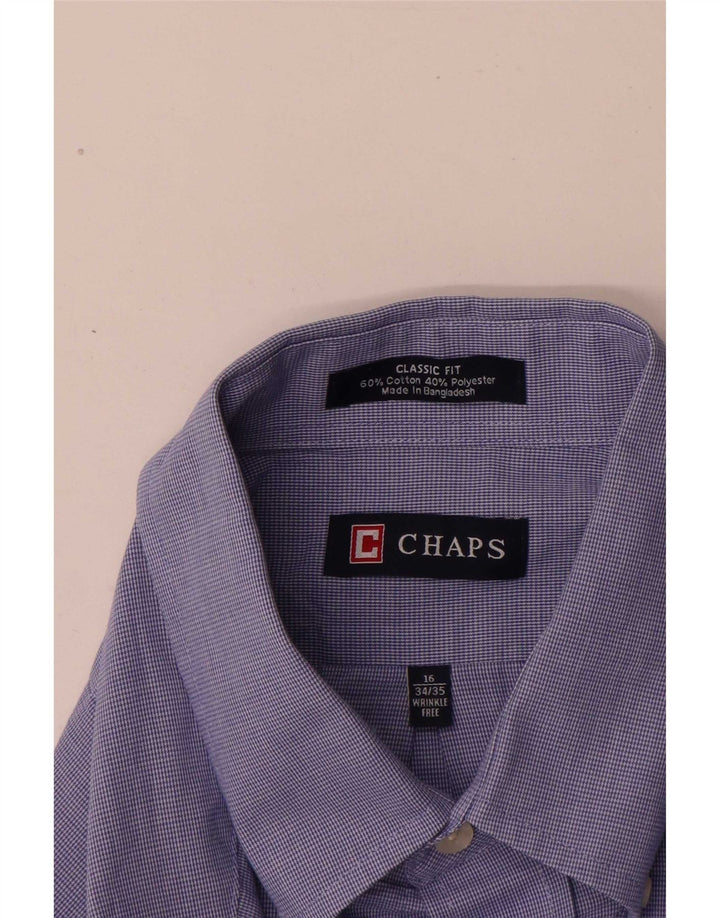 Cămașă clasică pentru bărbați Chaps Mărimea 16 Bumbac mare albastru Houndstooth
