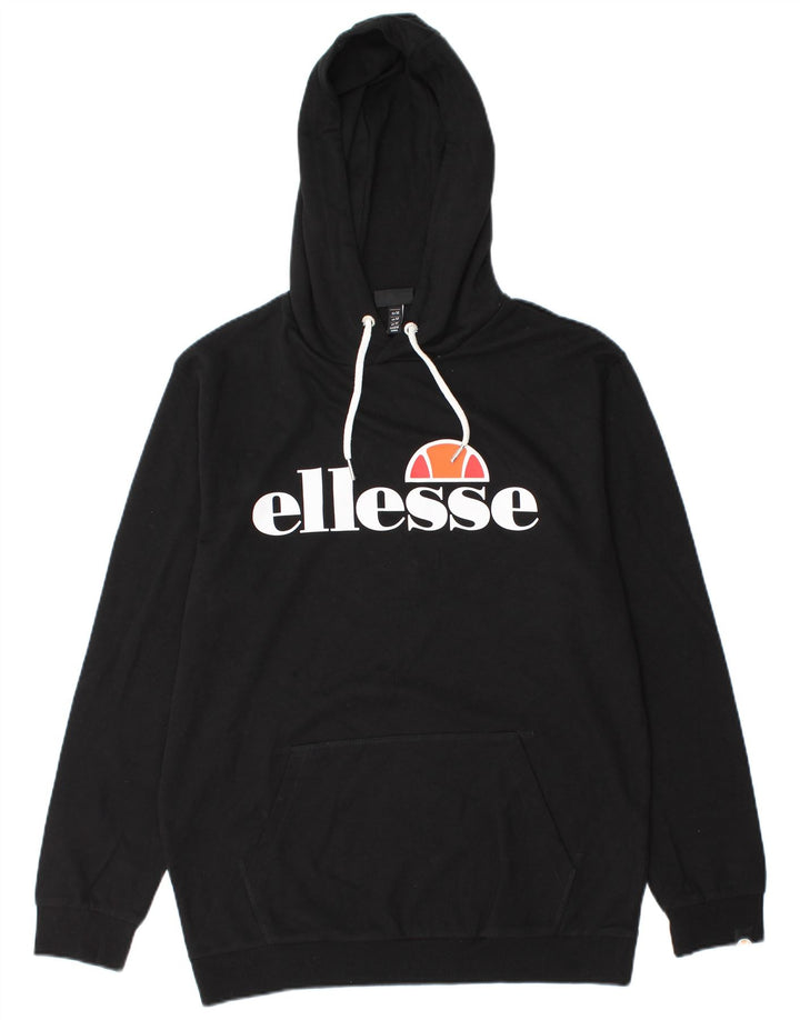 Pulover cu glugă cu grafic pentru bărbați Ellesse, bumbac mediu negru