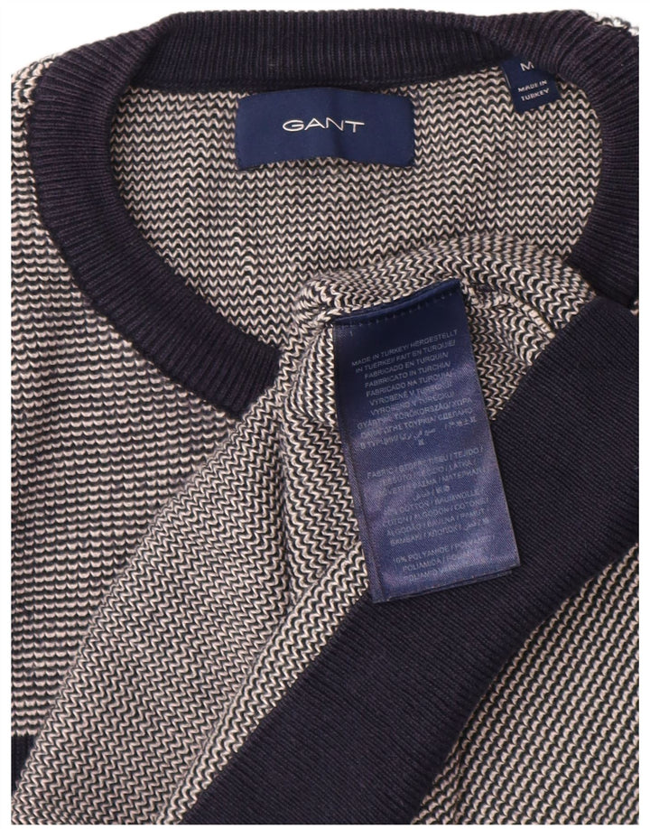 Pulover GANT pentru bărbați, cu gât roșu, din bumbac cu dungi albastru bleumarin mediu