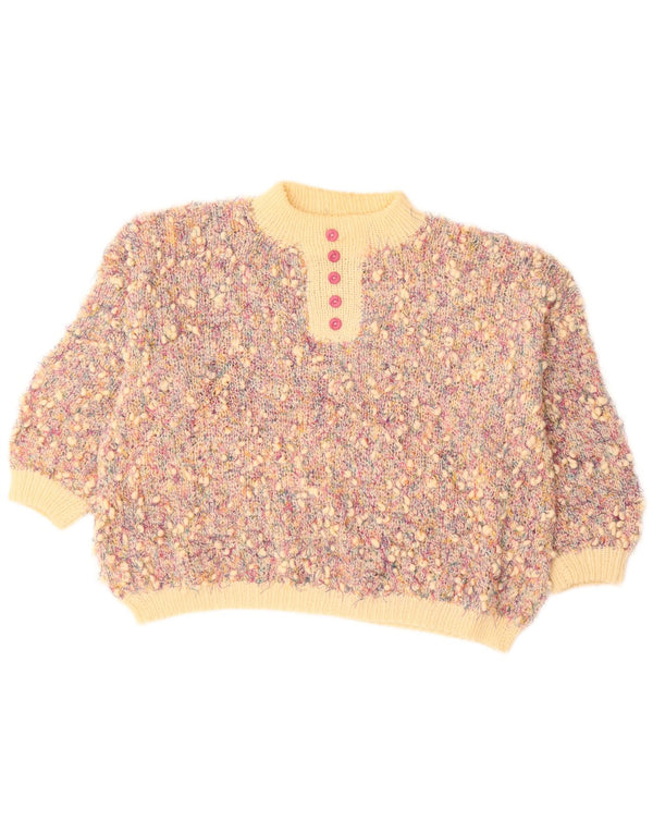 VINTAGE Pulover cu gât țestoasă pentru femei UK 20 2XL, multicolor, pete