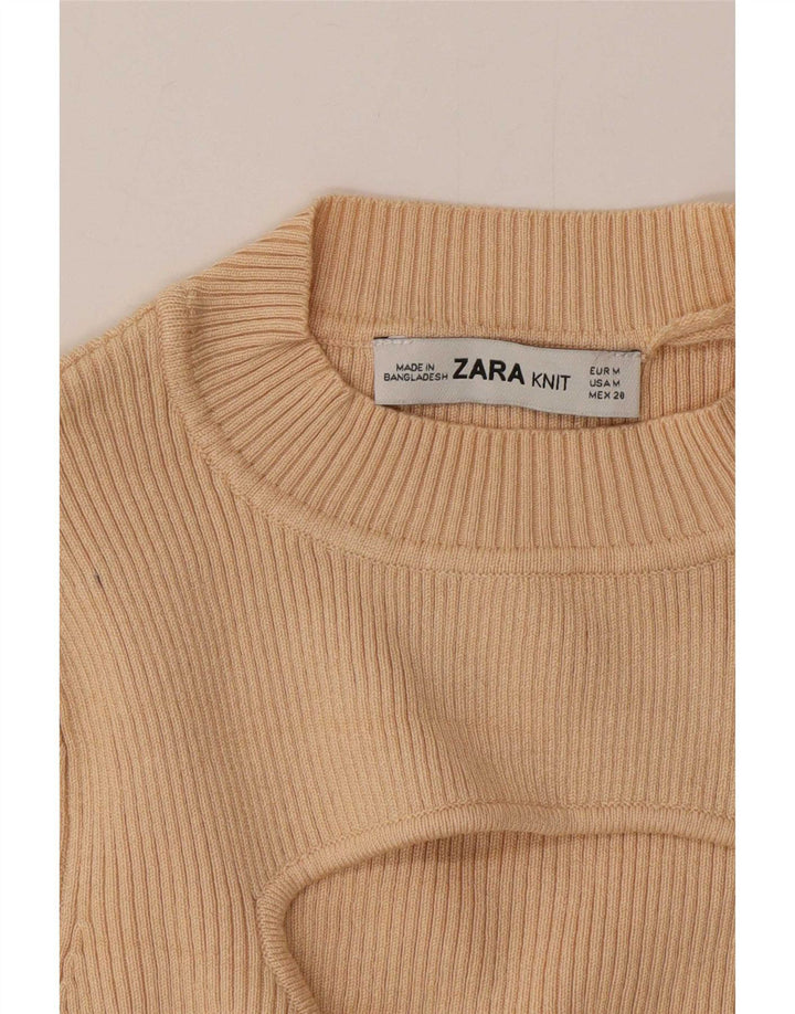 Crop Top pentru femei Zara mânecă 3/4 UK 12 Medium Bej