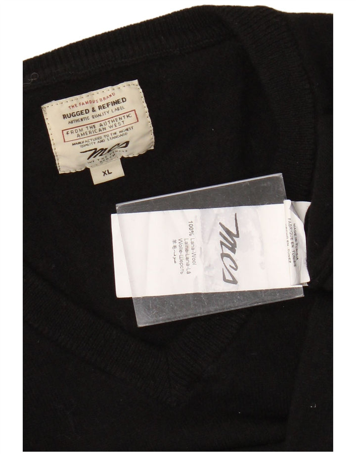 MARLBORO CLASSICS Pulover cu decolteu în V pentru bărbați XL Lână neagră