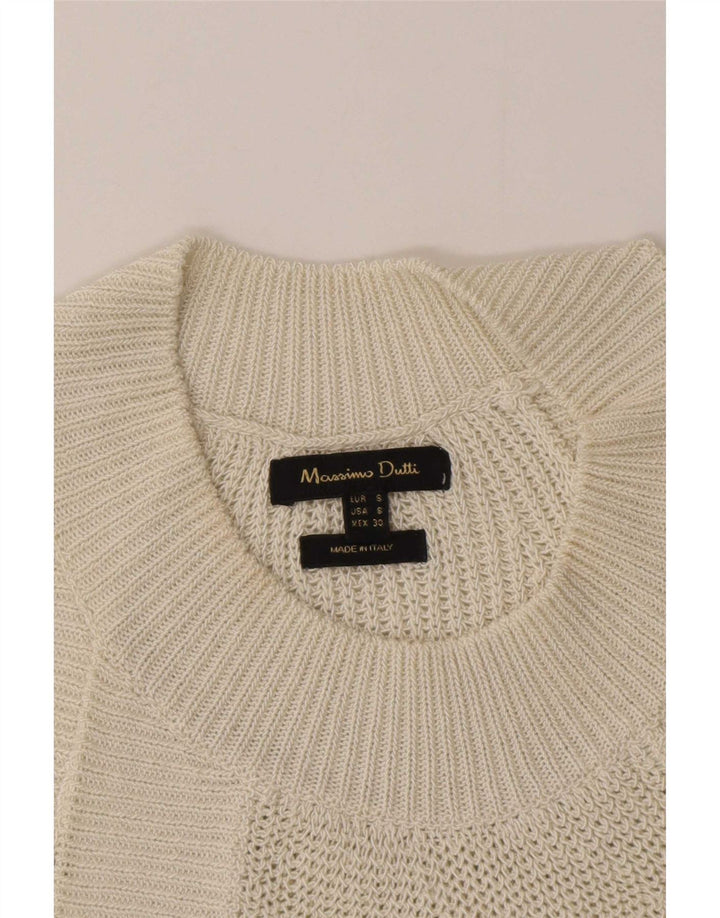 Massimo Dutti Top tricot Halter pentru femei UK 10 Small Off White