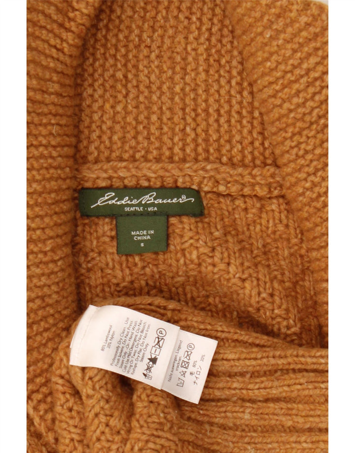 Pulover cardigan supradimensionat pentru femei EDDIE BAUER UK 10 mic maro lana de miel