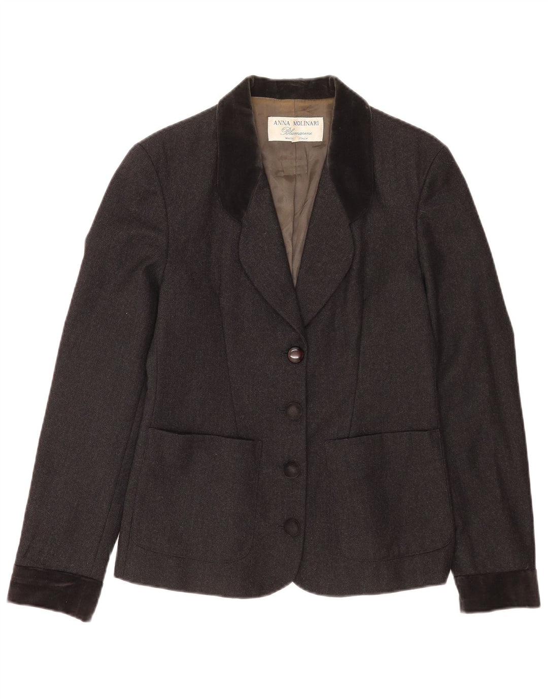 Anna Molinari Jachetă Blazer pentru femei cu 4 nasturi IT 42 Medium Gri Colorblock