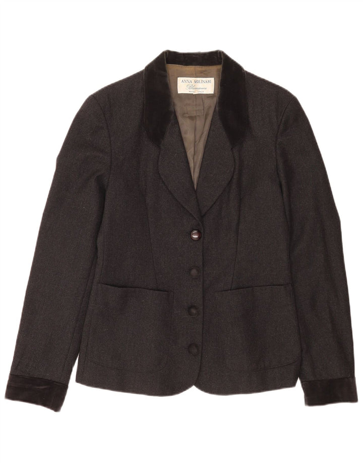 Anna Molinari Jachetă Blazer pentru femei cu 4 nasturi IT 42 Medium Gri Colorblock