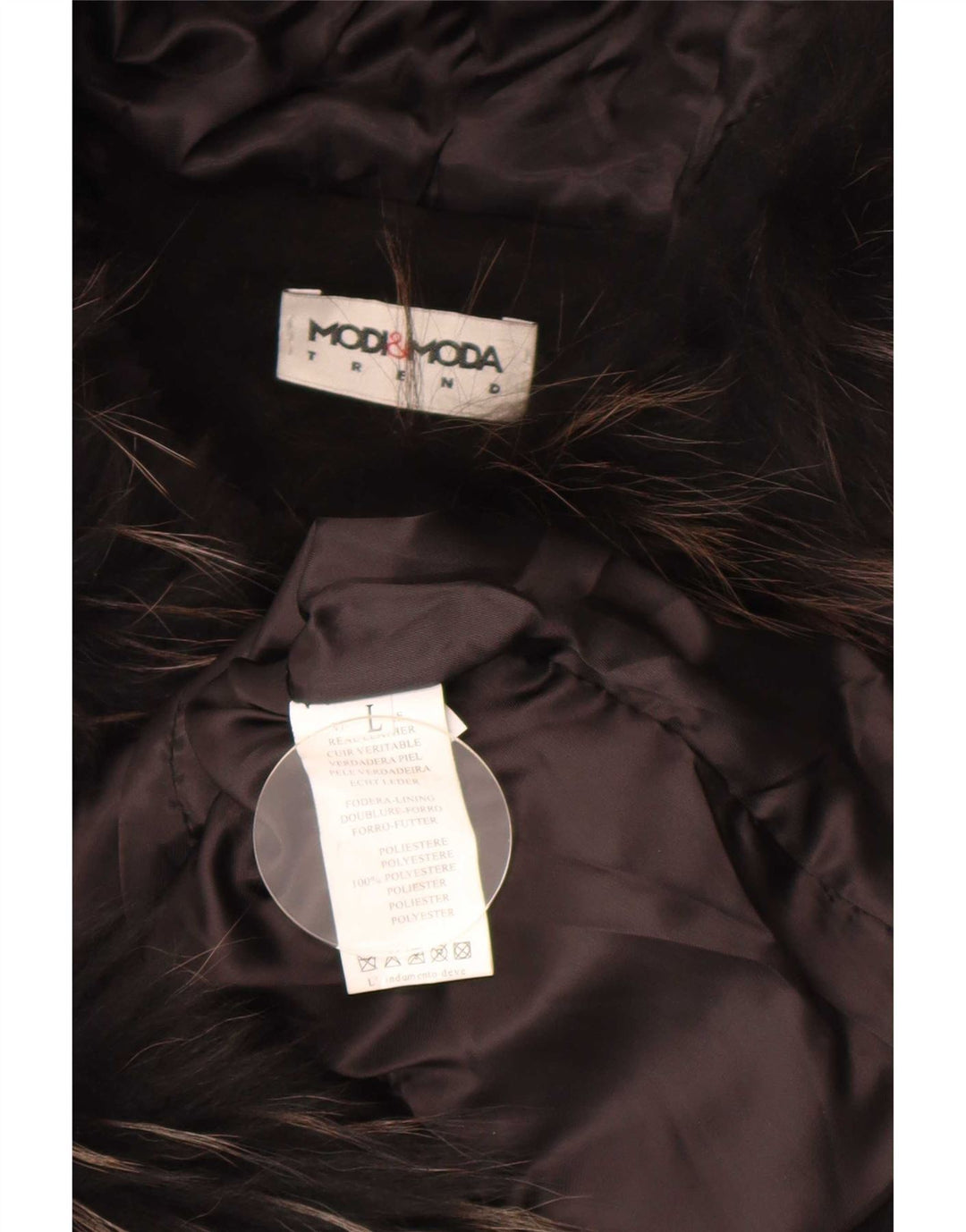 Jacheta de piele intoarsa cu gluga vintage pentru femei UK 14, mare, neagra