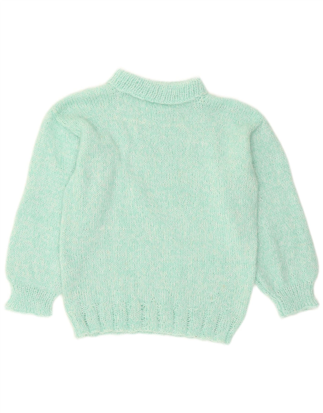 Pulover vintage pentru femei cu gât rulat, turcoaz mediu UK 12