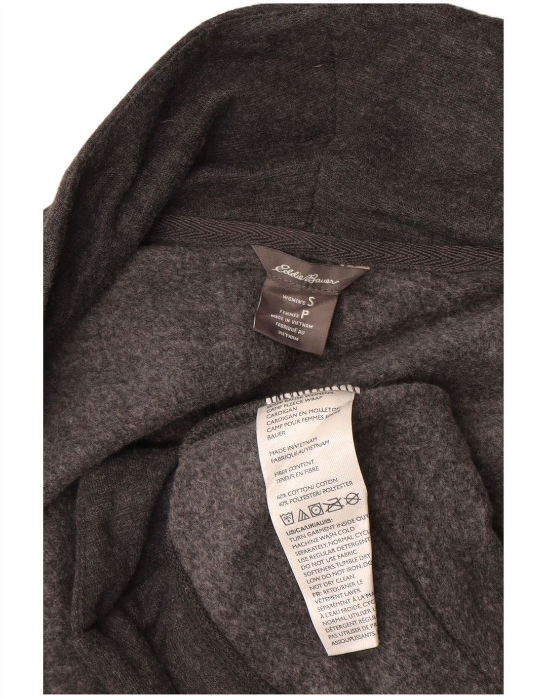 Pulover cardigan deschis supradimensionat pentru femei Eddie Bauer UK 10 mic bumbac gri