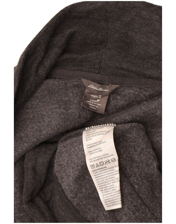 Pulover cardigan deschis supradimensionat pentru femei Eddie Bauer UK 10 mic bumbac gri